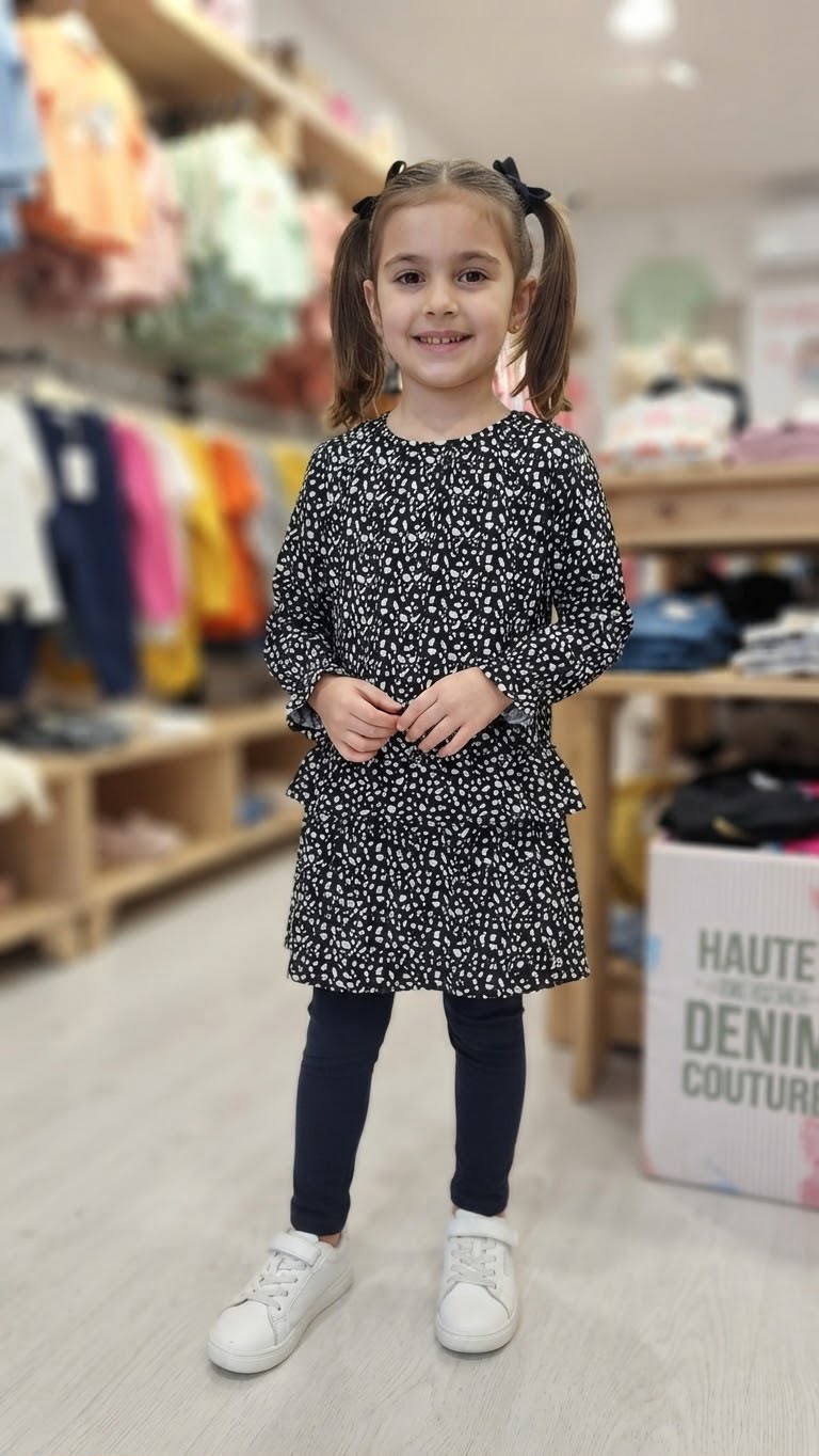 Robe Noire à Motifs